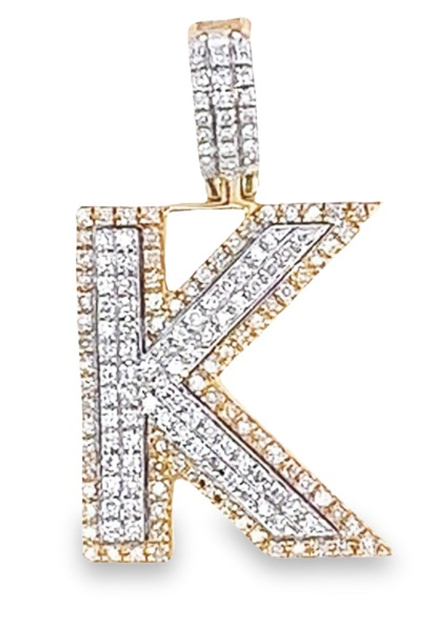 10K Yellow Gold Diamond Custom Letter Pendant 1.35ct