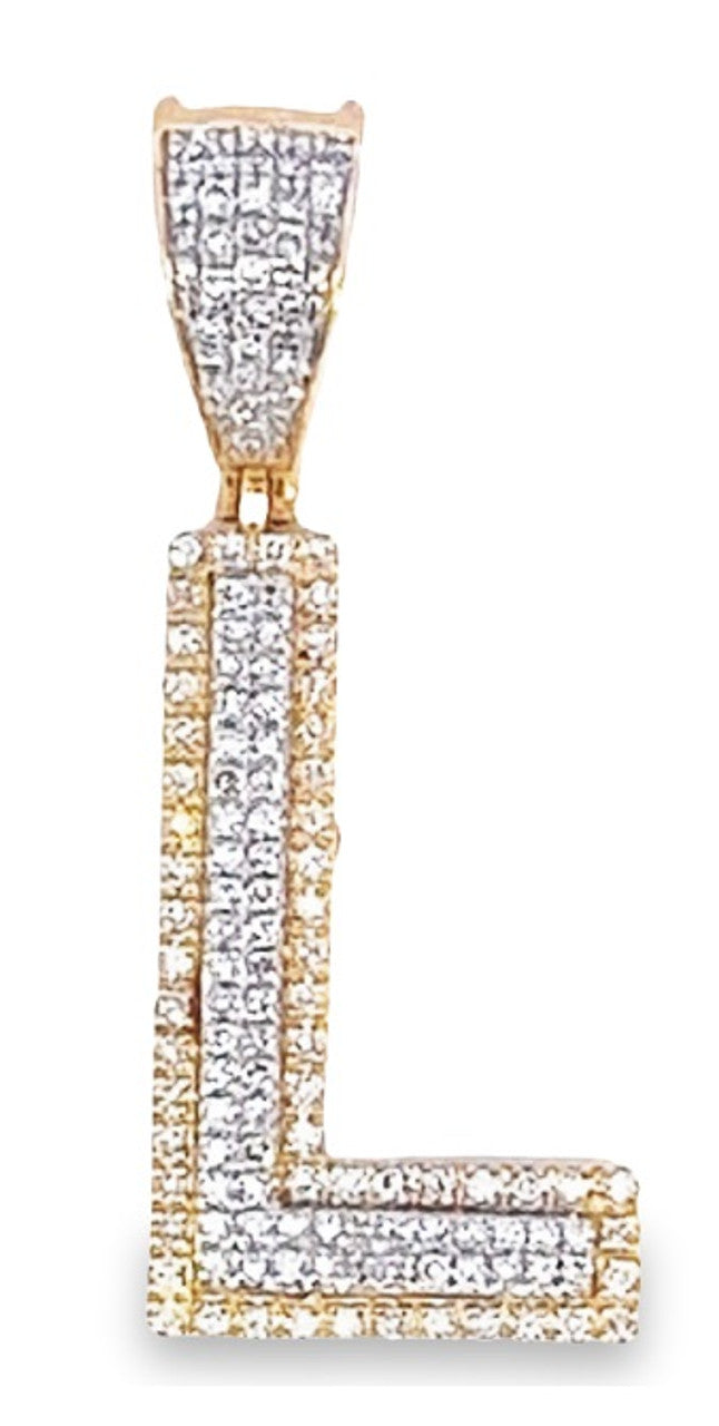 10K Yellow Gold Diamond Custom Letter Pendant 1.35ct