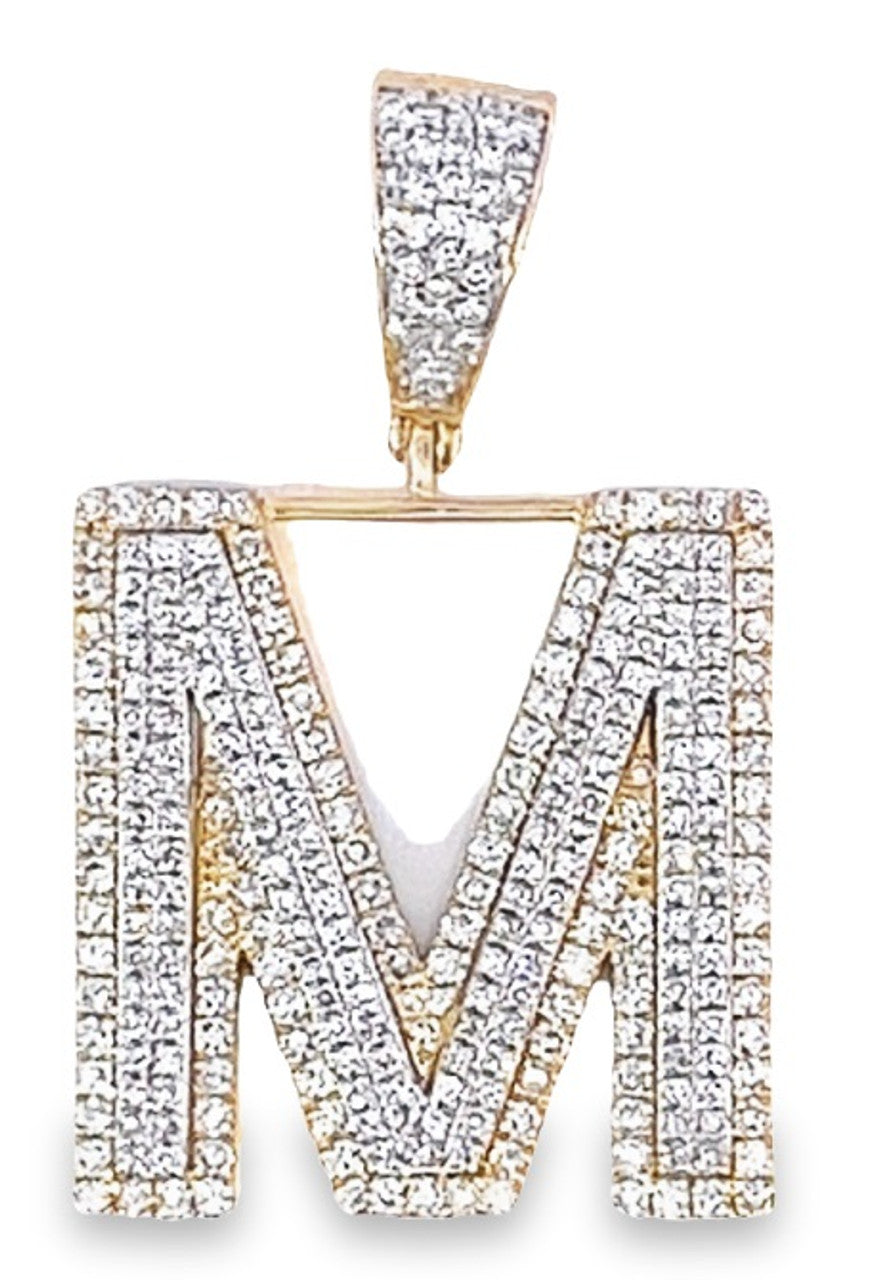 10K Yellow Gold Diamond Custom Letter Pendant 1.35ct