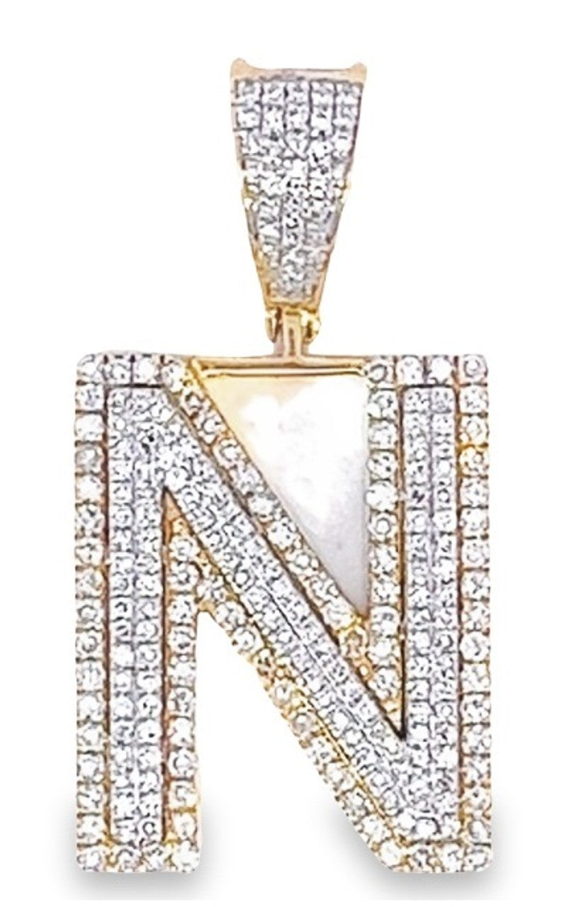 10K Yellow Gold Diamond Custom Letter Pendant 1.35ct