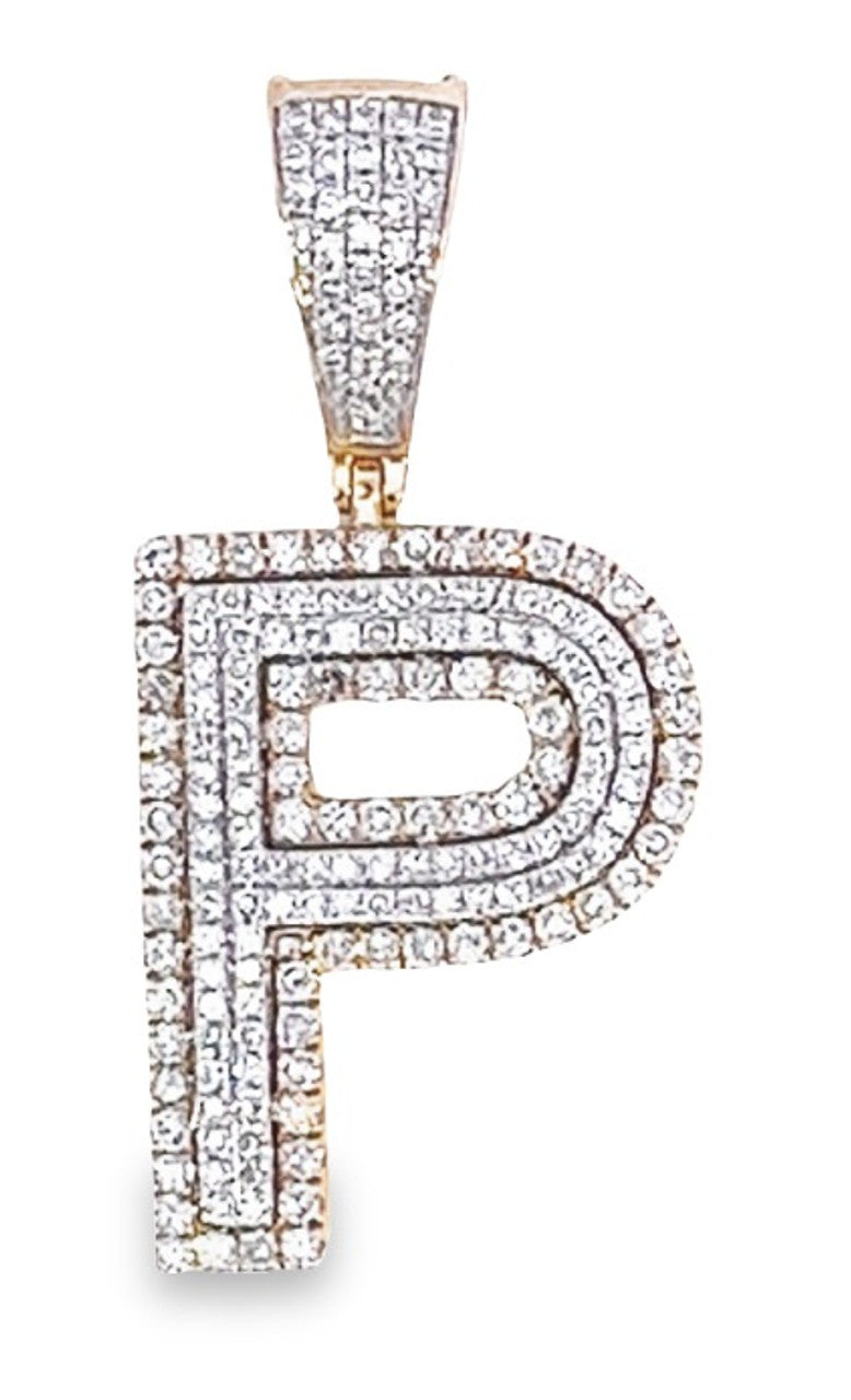 10K Yellow Gold Diamond Custom Letter Pendant 1.35ct