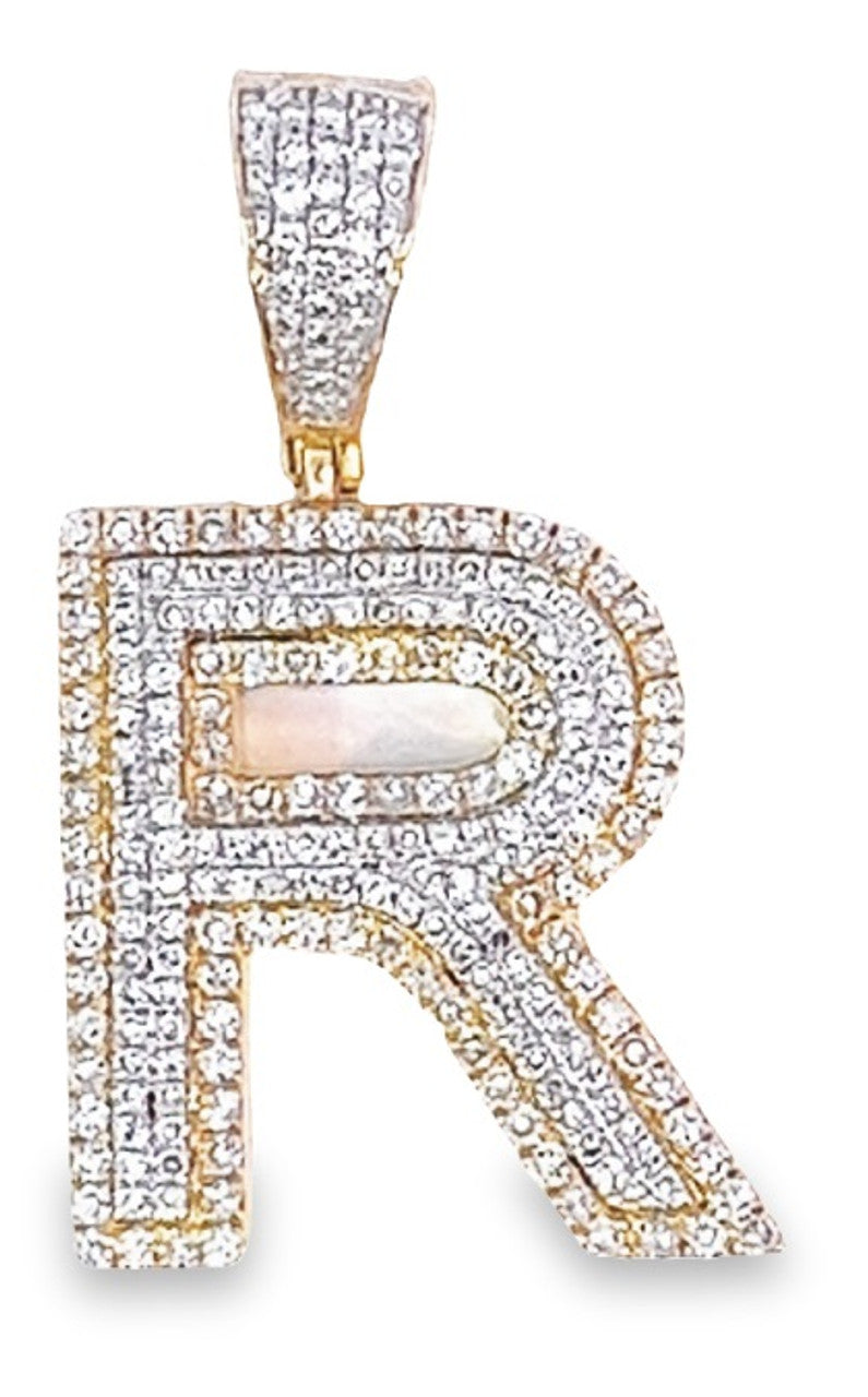 10K Yellow Gold Diamond Custom Letter Pendant 1.35ct