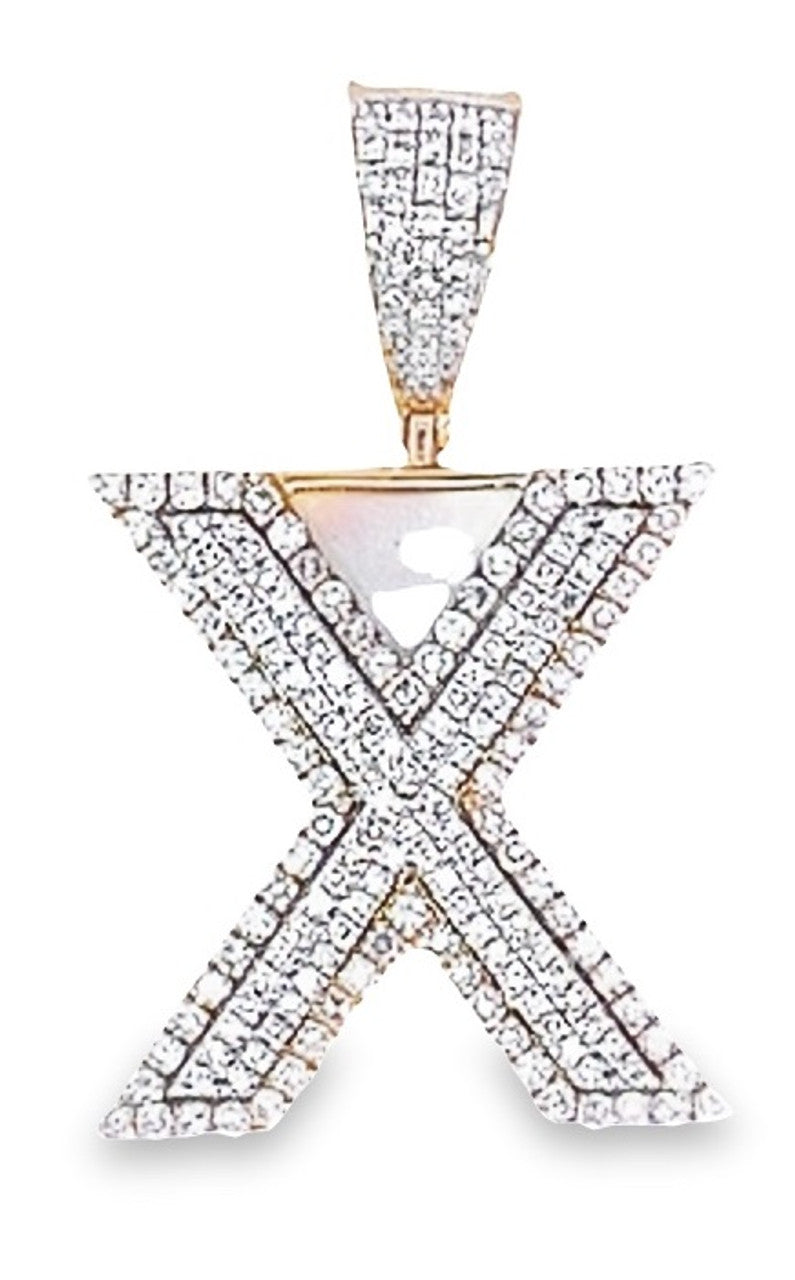 10K Yellow Gold Diamond Custom Letter Pendant 1.35ct