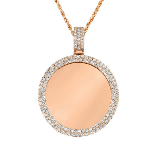 Double Circle Diamond Memory Pendant Rose Gold 3.1ctw