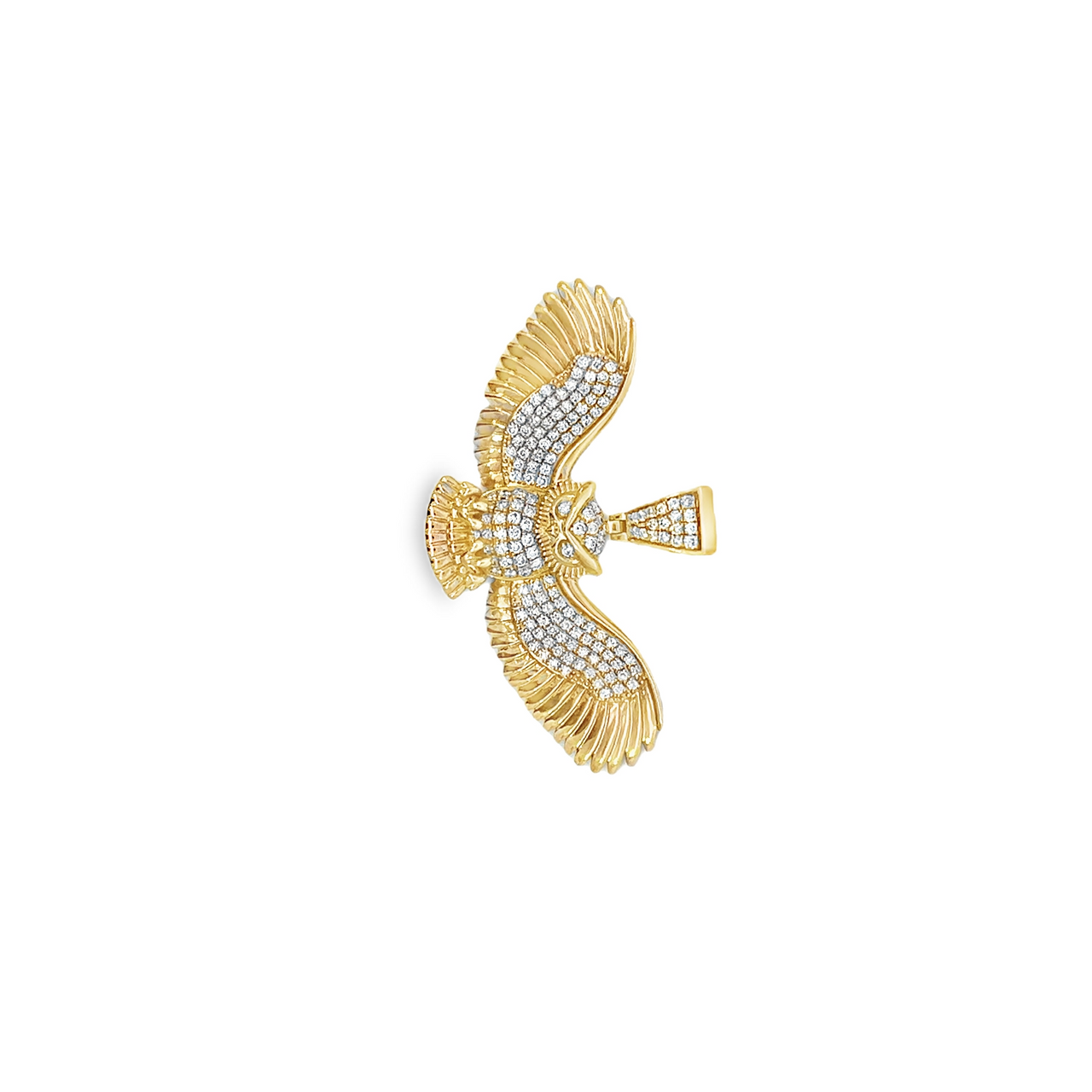 10K Yellow Gold Flying Owl Diamond Pendant