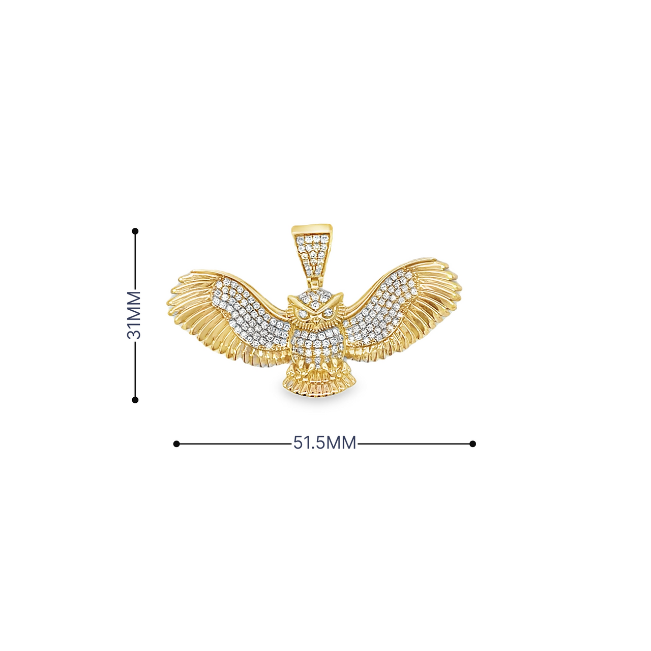 10K Yellow Gold Flying Owl Diamond Pendant