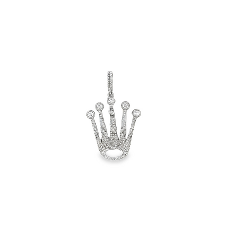 10K White Gold Crown Diamond Pendant