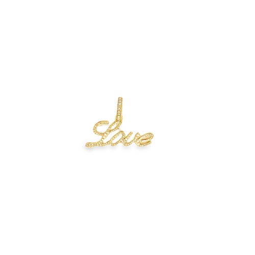 10K Yellow Gold LOVE Diamond Pendant