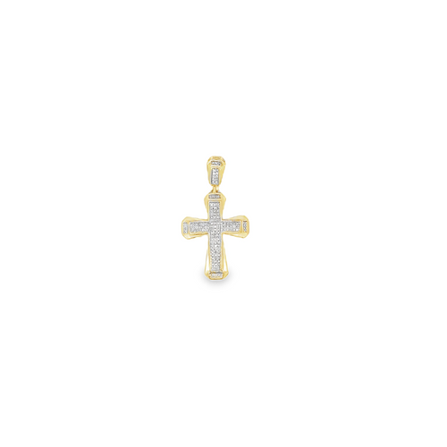 10K Yellow Gold Cross Diamond Pendant 0.25ctw