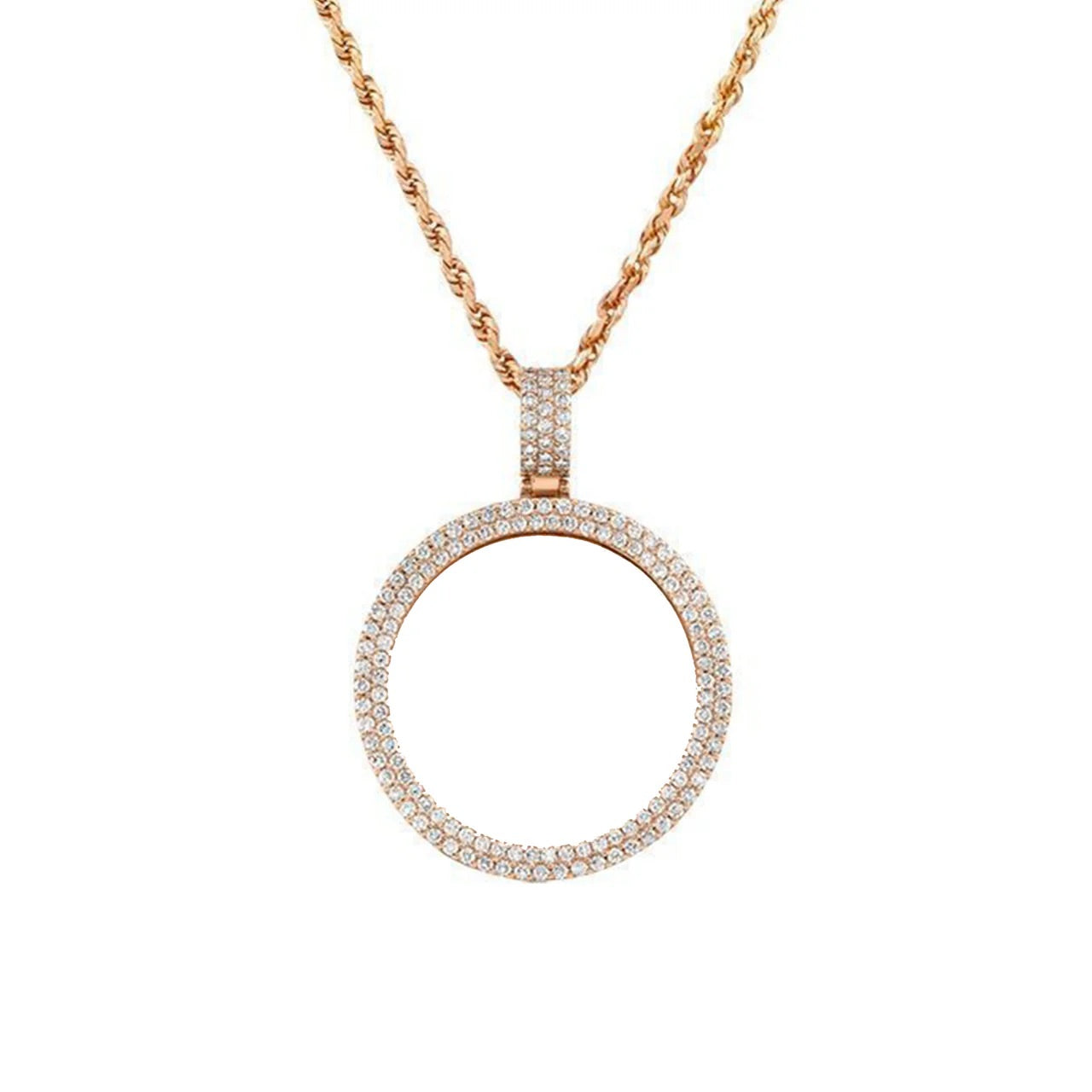 Double Circle Diamond Memory Pendant Rose Gold 3.1ctw