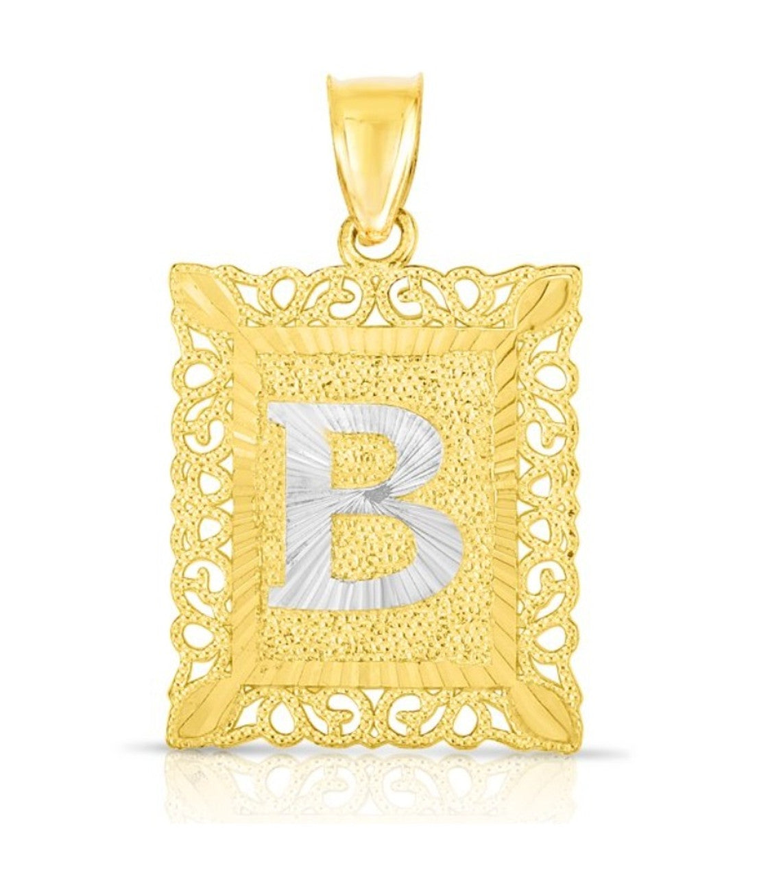 10K Yellow and White Gold Large Custom Letter Pendant