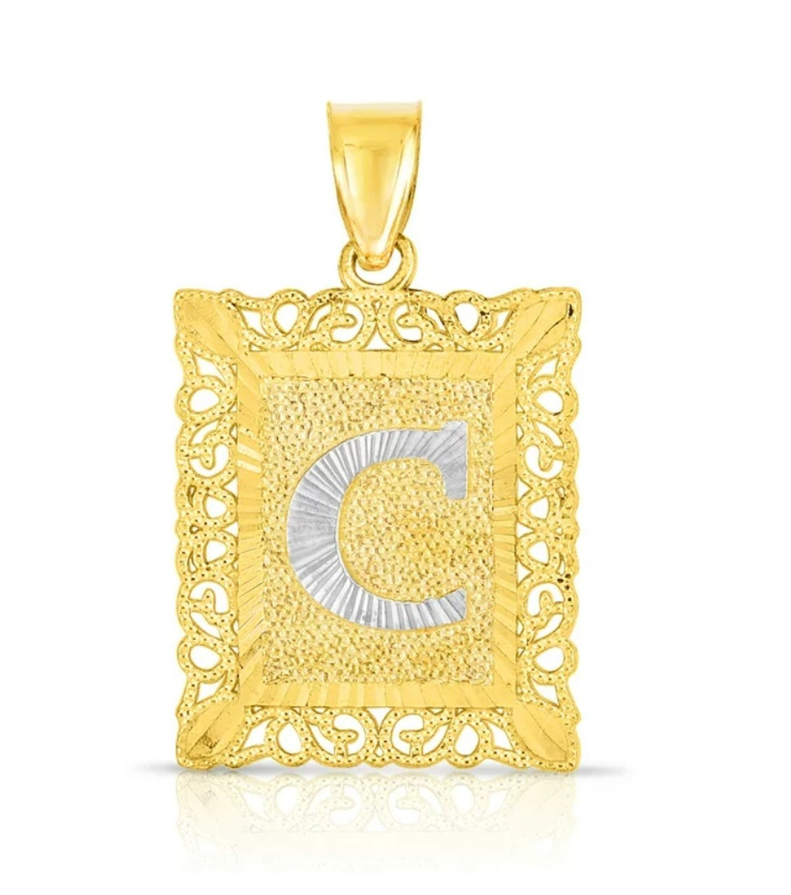 10K Yellow and White Gold Large Custom Letter Pendant