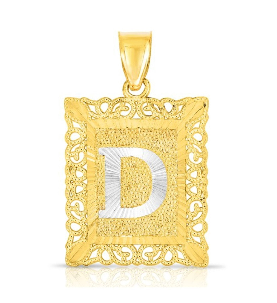 10K Yellow and White Gold Large Custom Letter Pendant