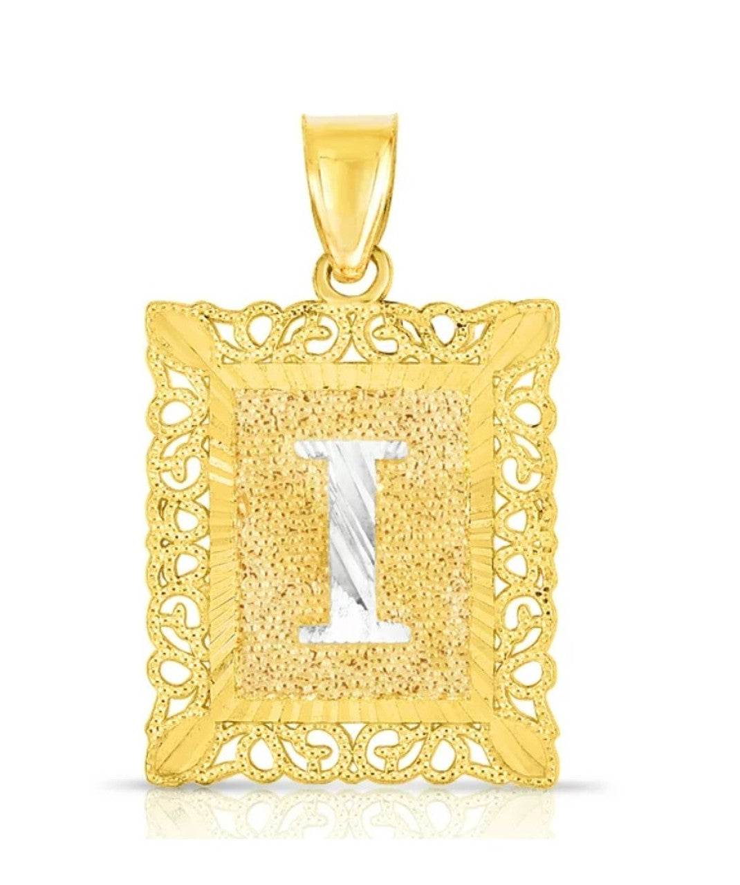 10K Yellow and White Gold Large Custom Letter Pendant