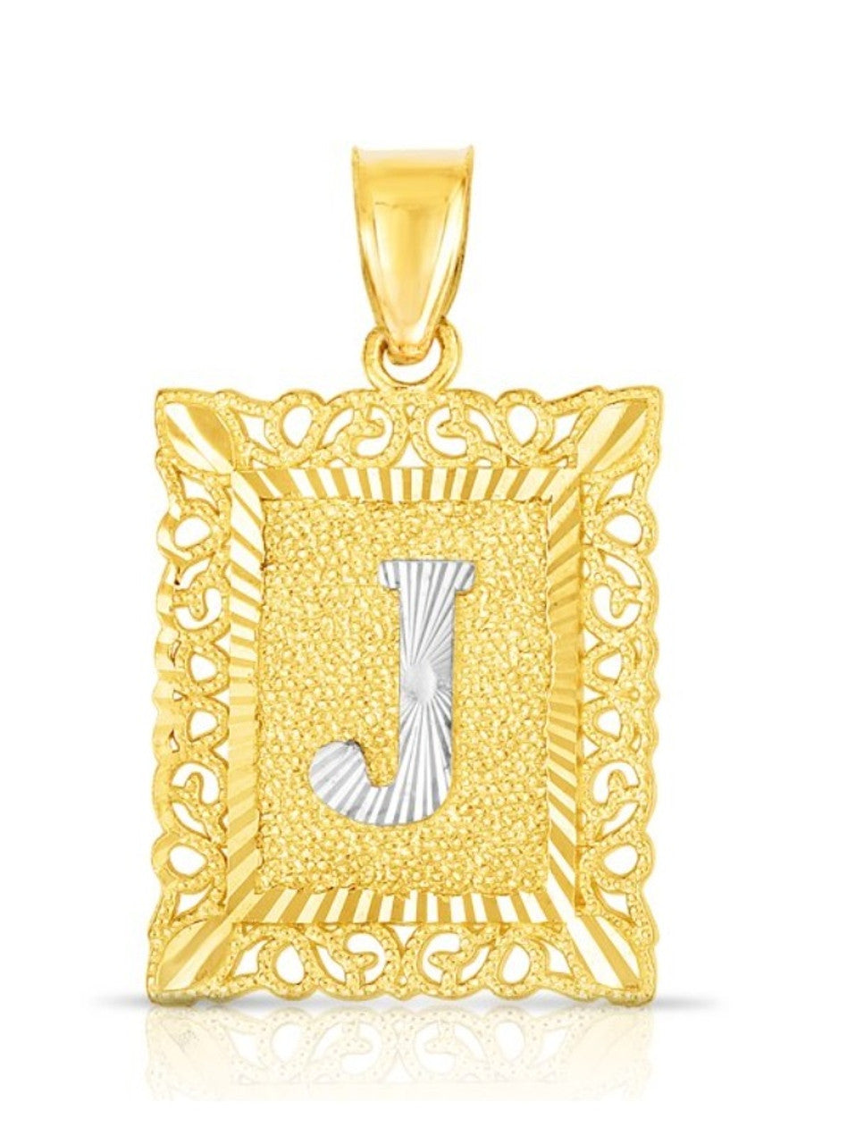 10K Yellow and White Gold Large Custom Letter Pendant