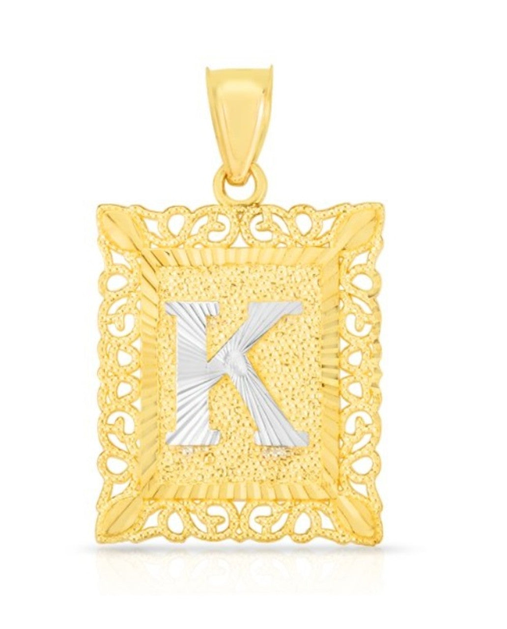 10K Yellow and White Gold Large Custom Letter Pendant