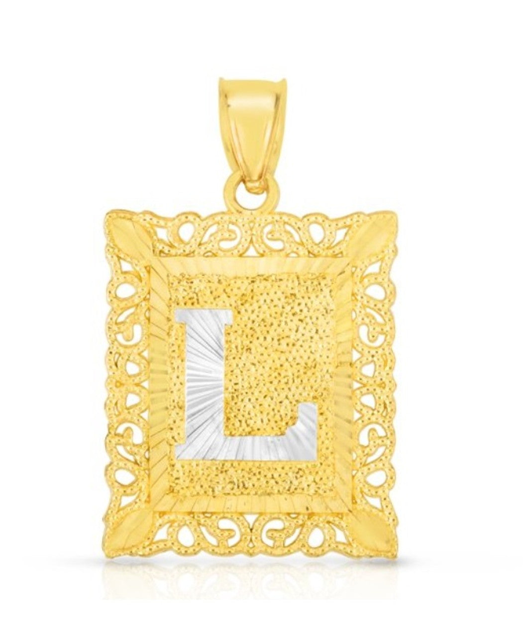 10K Yellow and White Gold Large Custom Letter Pendant