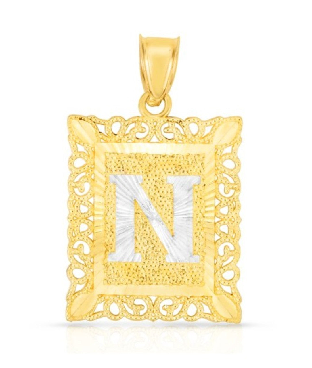 10K Yellow and White Gold Large Custom Letter Pendant