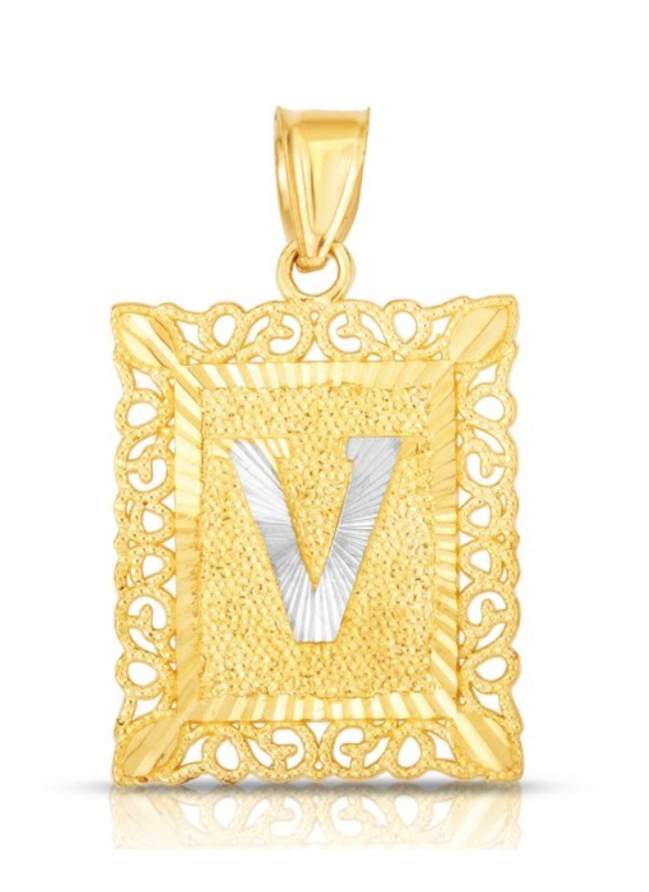 10K Yellow and White Gold Large Custom Letter Pendant