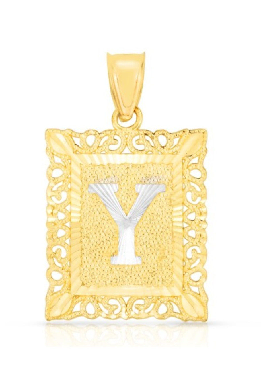 10K Yellow and White Gold Large Custom Letter Pendant