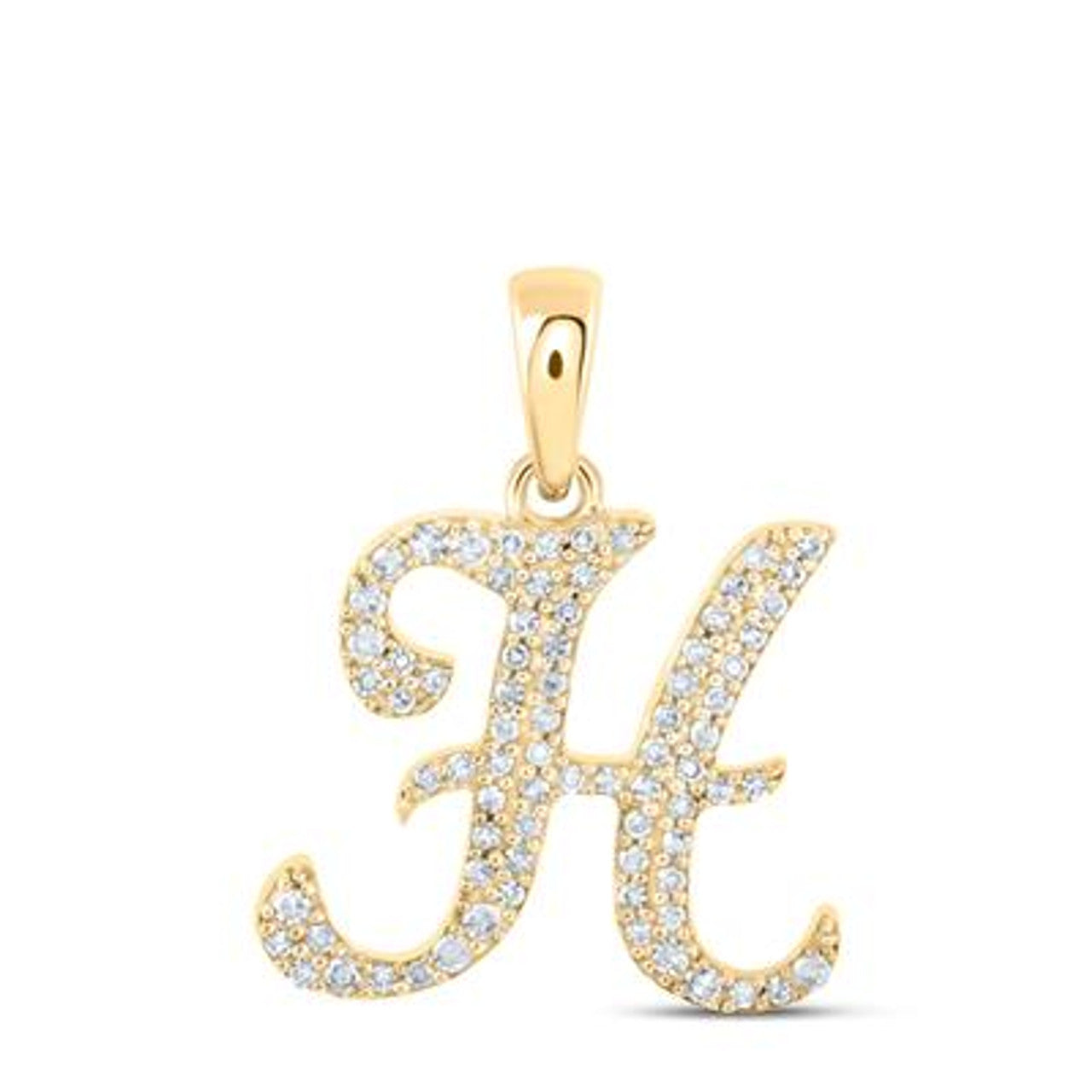 10K Yellow Gold Real Diamond Custom Letter Pendant