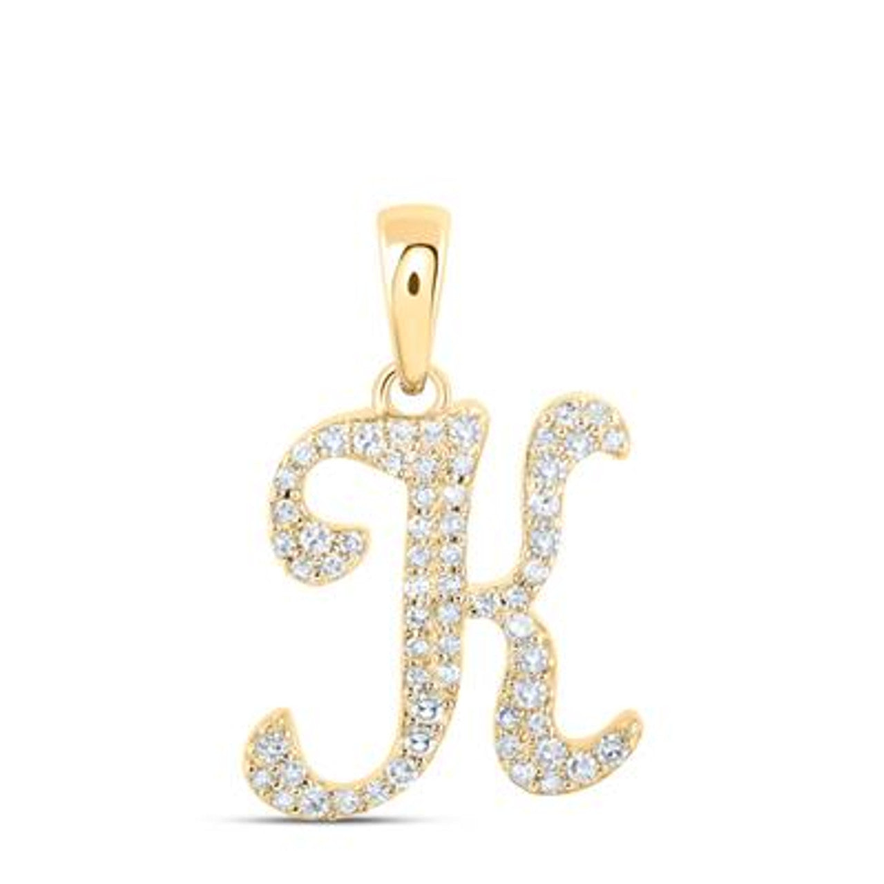 10K Yellow Gold Real Diamond Custom Letter Pendant