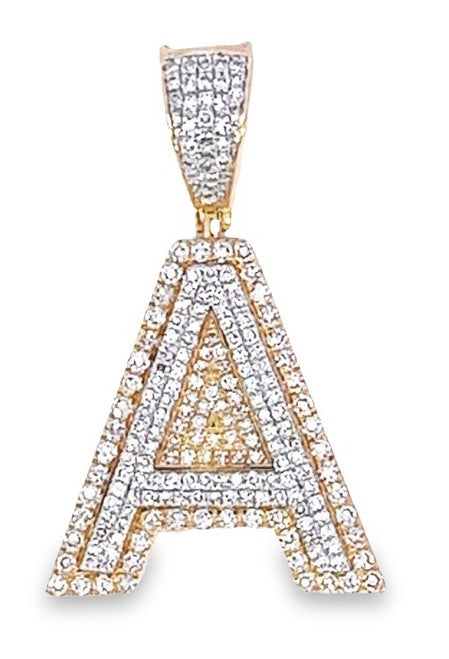 10K Yellow Gold Diamond Custom Letter Pendant 1.35ct