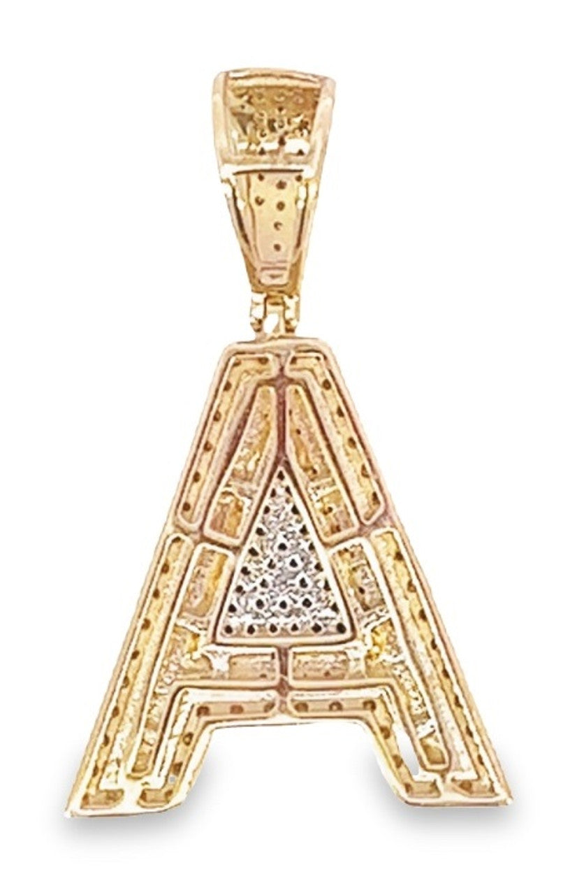 10K Yellow Gold Diamond Custom Letter Pendant 1.35ct