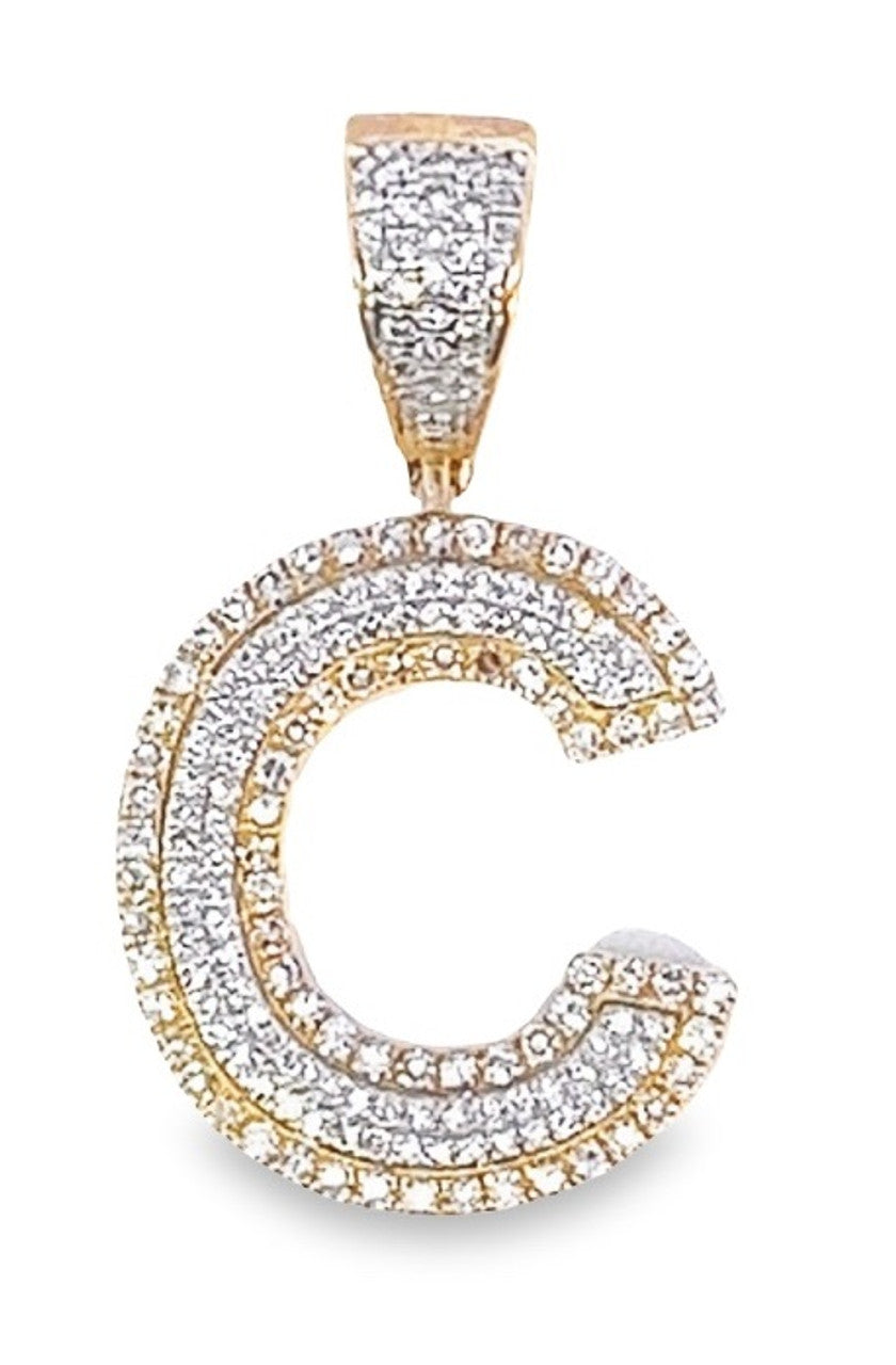 10K Yellow Gold Diamond Custom Letter Pendant 1.35ct