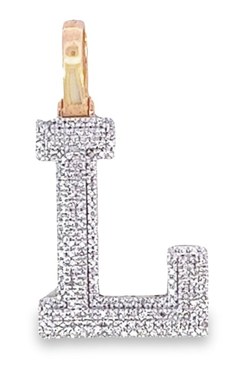 10K Yellow Gold Diamond Custom Letter Pendant 0.70ct