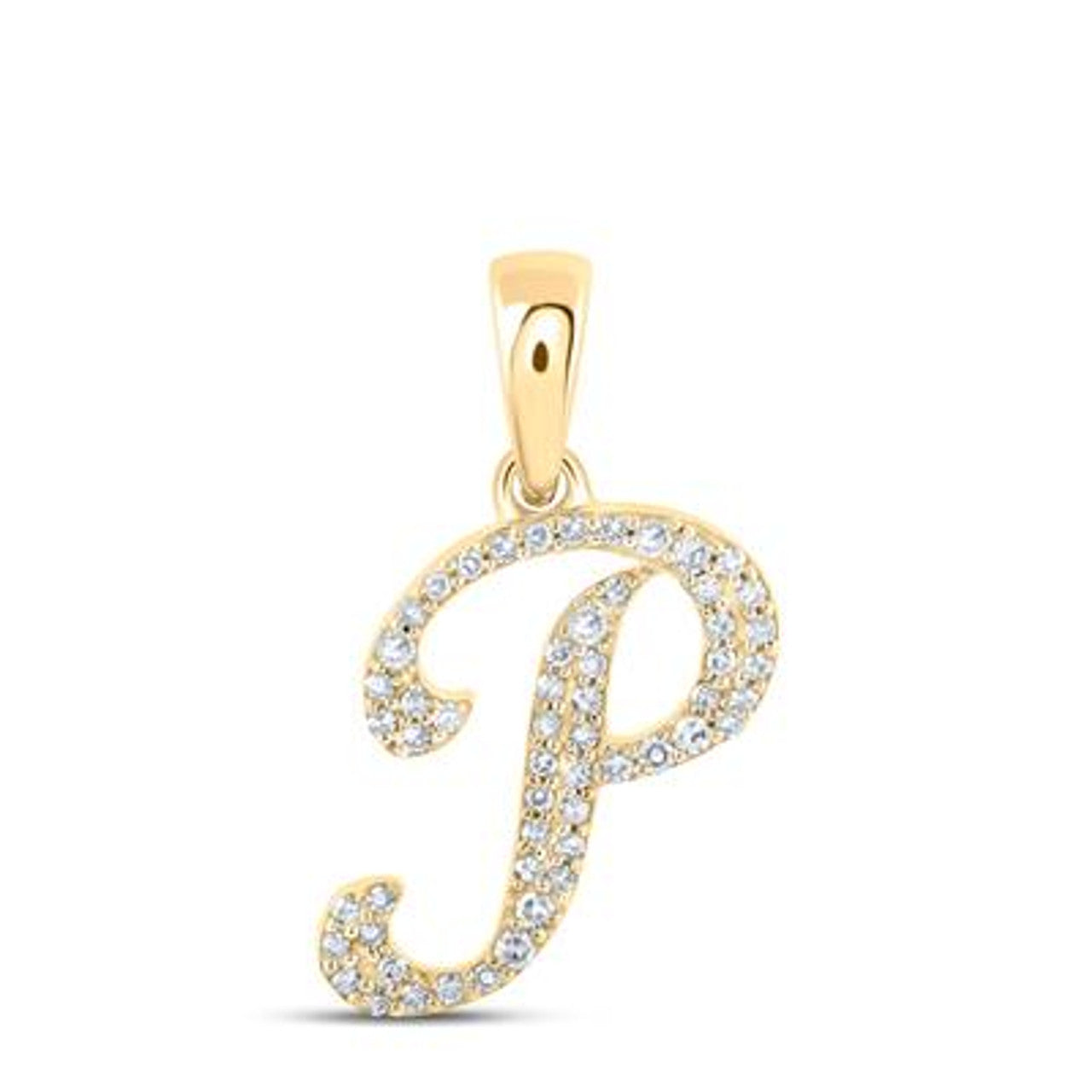 10K Yellow Gold Real Diamond Custom Letter Pendant