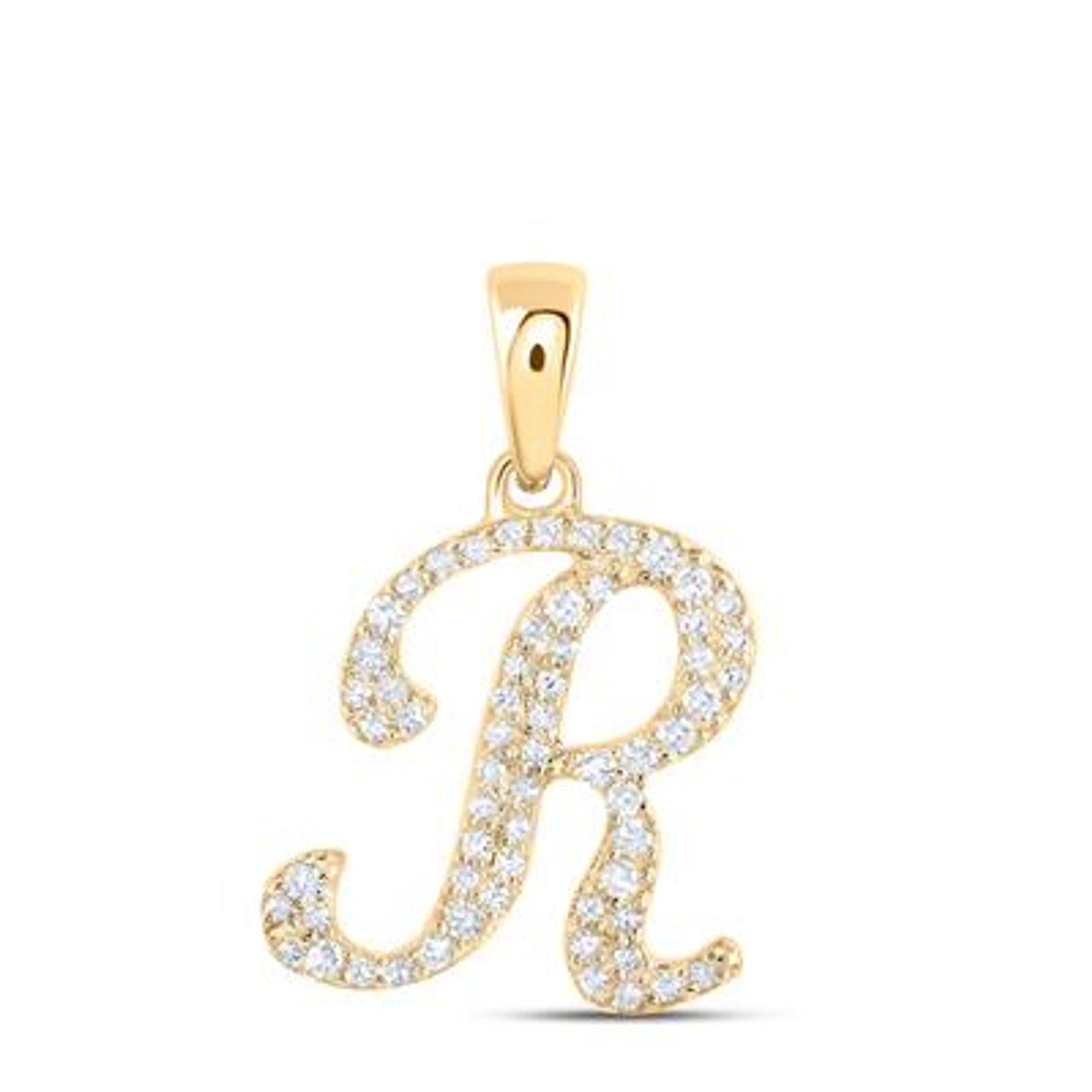 10K Yellow Gold Real Diamond Custom Letter Pendant