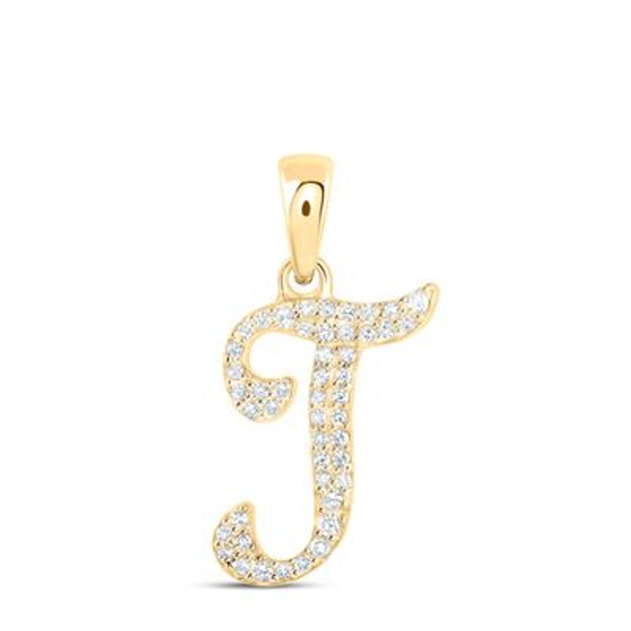 10K Yellow Gold Real Diamond Custom Letter Pendant