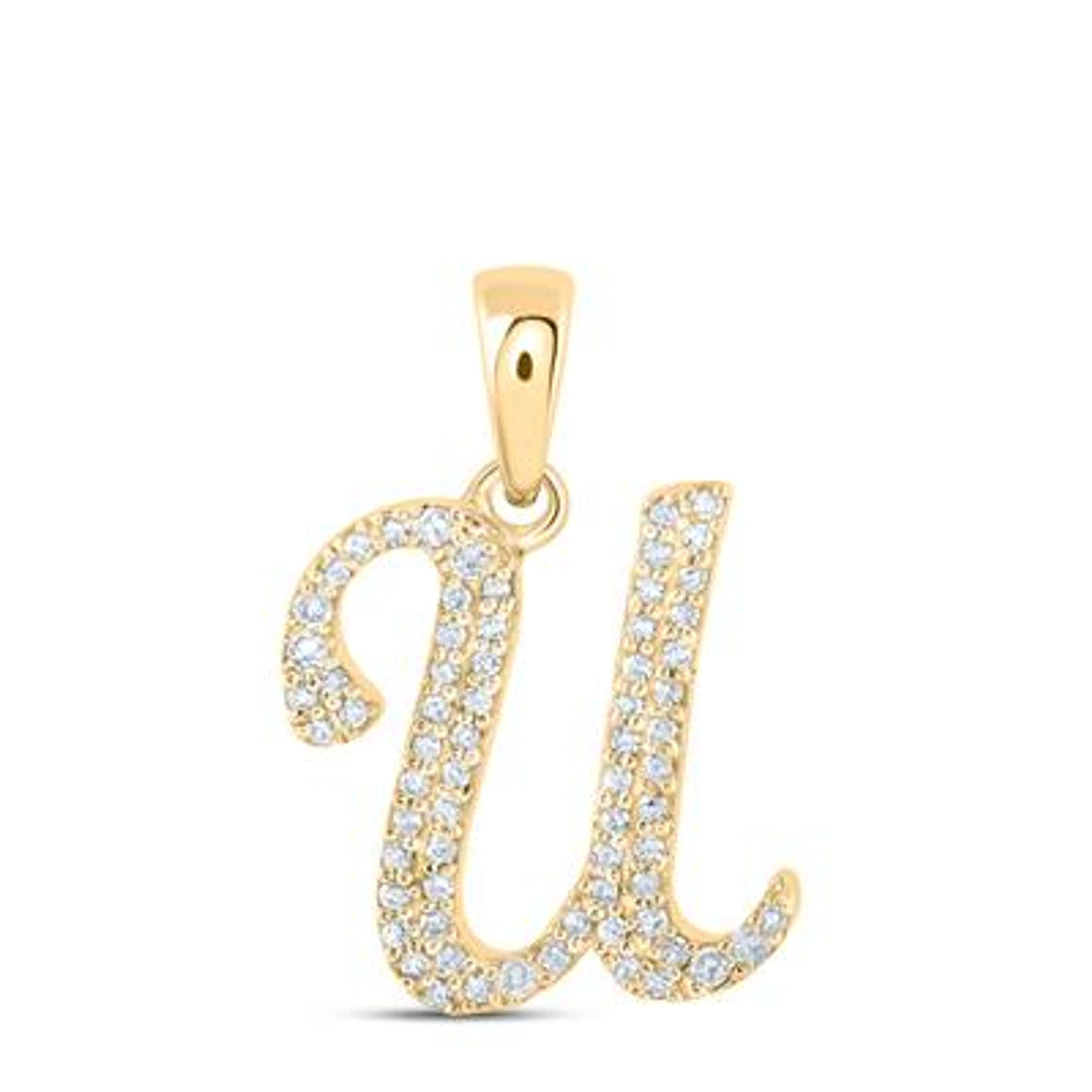 10K Yellow Gold Real Diamond Custom Letter Pendant