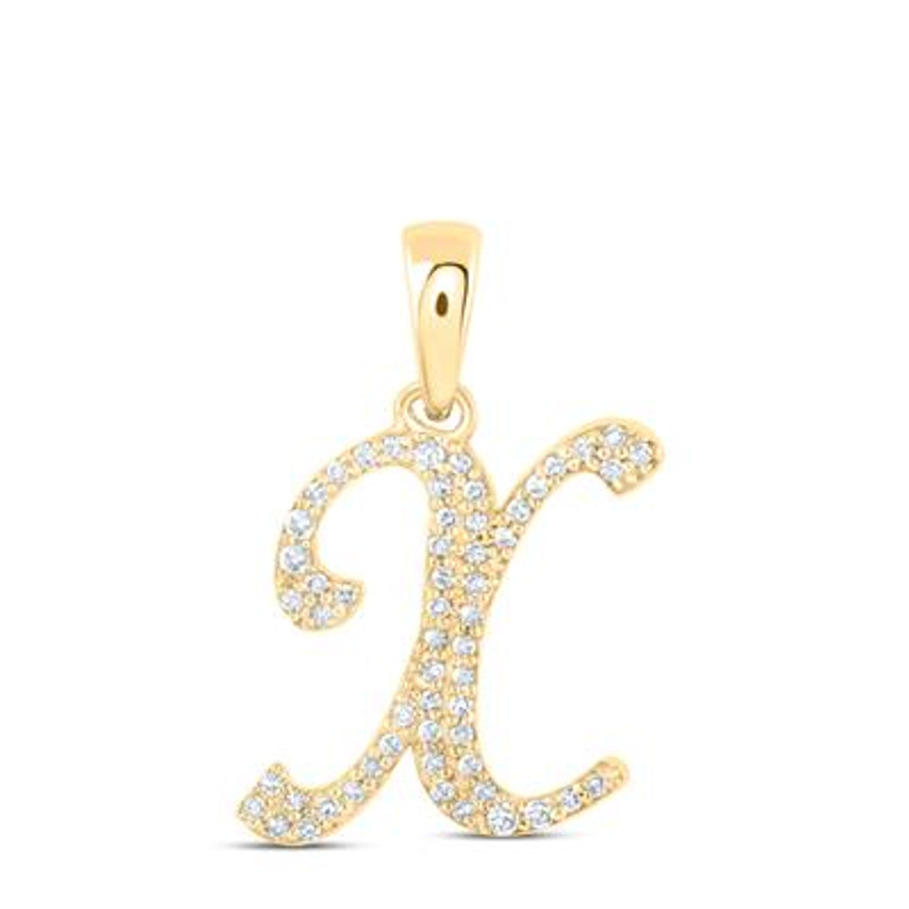 10K Yellow Gold Real Diamond Custom Letter Pendant